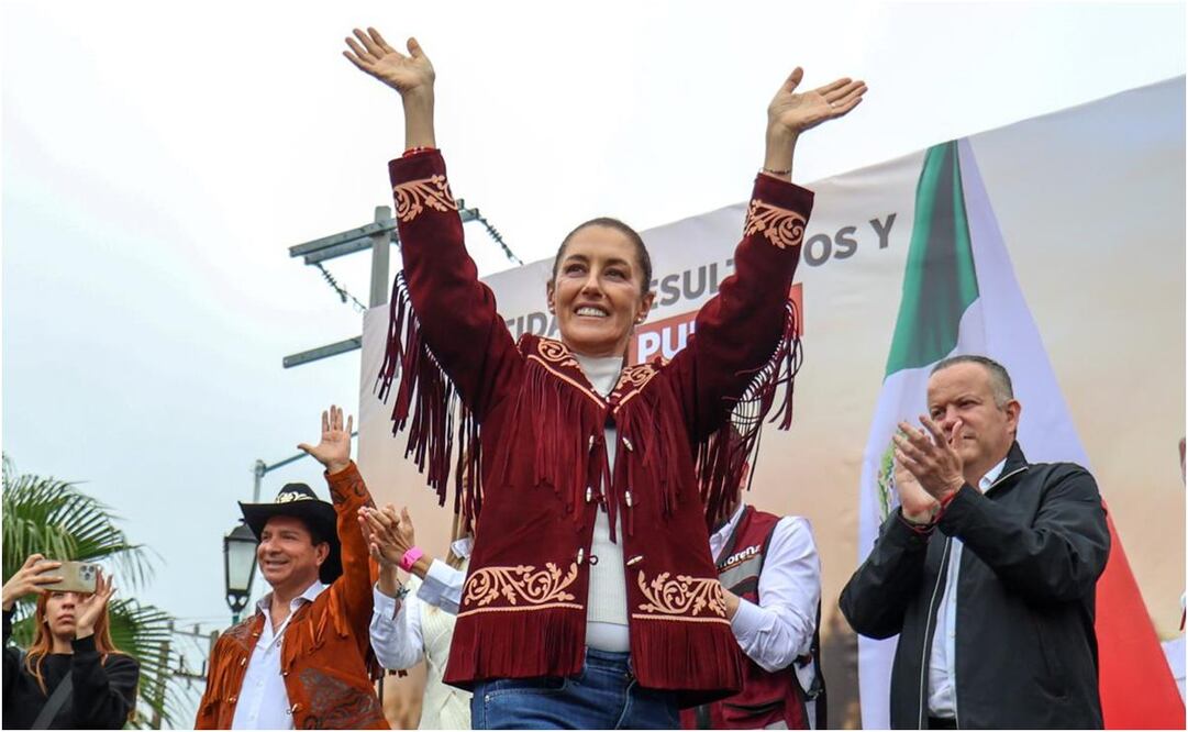 Claudia Sheinbaum en su mitin en Nuevo Laredo, Tamaulipas. Foto: Diego Simón/ EL UNIVERSAL