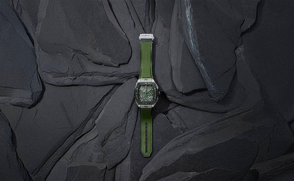 El Spirit of Big Bang Titanium Green Carbon Mexico es una muestra del Arte de la Fusión de Hublot. Foto: David Franco