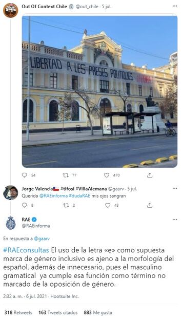 La RAE insiste en que la "e", del lenguaje inclusivo, es innecesaria