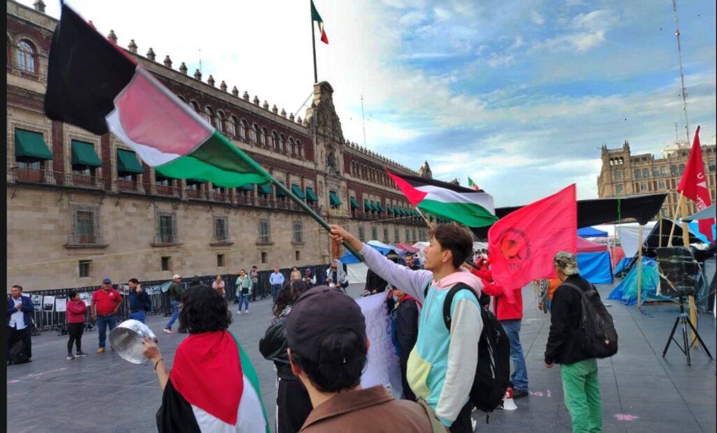 Grupos propapalestina se manifiestan frente a Palacio Nacional, para que el Gobierno de México rompa relaciones con Israel, en la Ciudad de México, el miércoles 28 de mayo de 2025. Foto: Eduardo Dina/EL UNIVERSAL