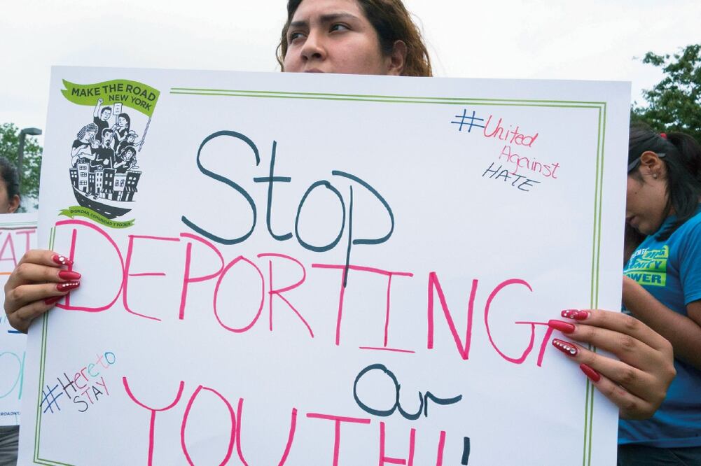 Manifestantes protestan contra las medidas migratorias de Donald Trump (DON EMMERT. AFP)