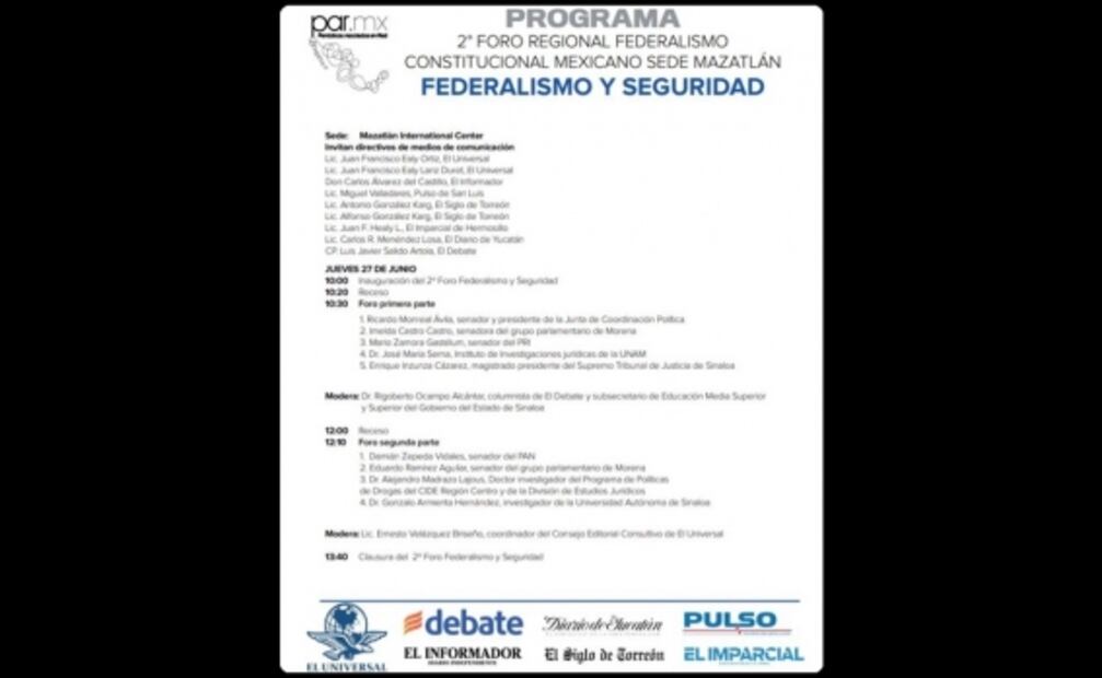 Presentan programa de segundo Foro Regional sobre Federalismo en Sinaloa