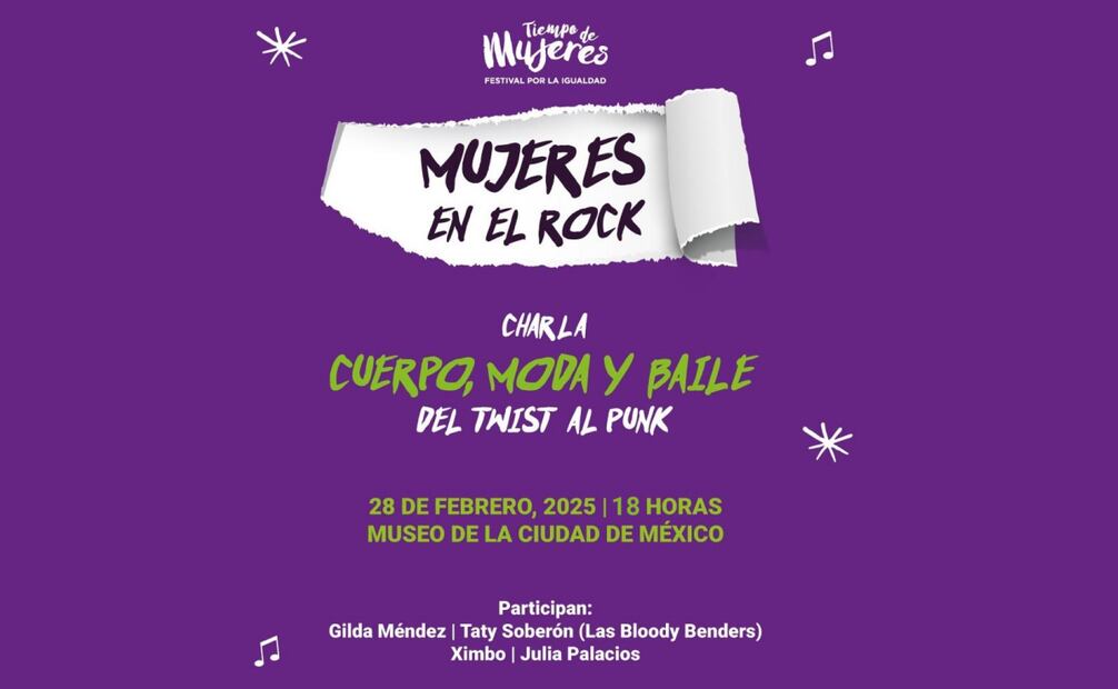 Secretaría de Cultura te invita a las charlas “Mujeres en el Rock” (25/02/2025). Foto: Especial