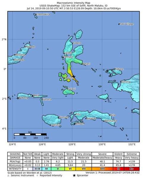 Sismo de magnitud 7.3 sacude islas Molucas de Indonesia