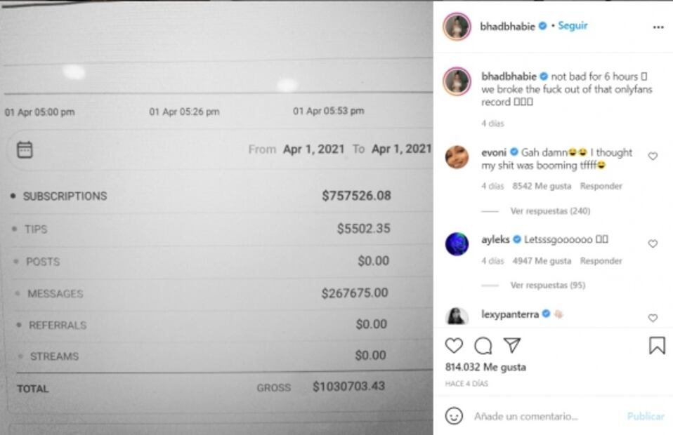 Con 18 años de edad y en 6 horas, la rapera Bhad Bhabie gana 1 mdd en OnlyFans