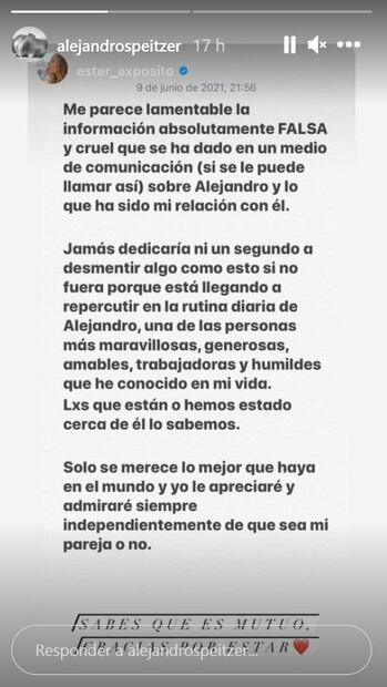 Ester Expósito sale en defensa de Alejandro Speitzer tras ser tachado de "mantenido" 