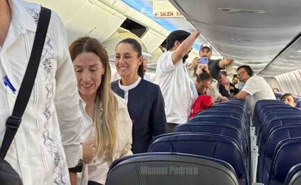 VIDEO: Claudia Sheinbaum aborda vuelo comercial; se dirige a Baja California 