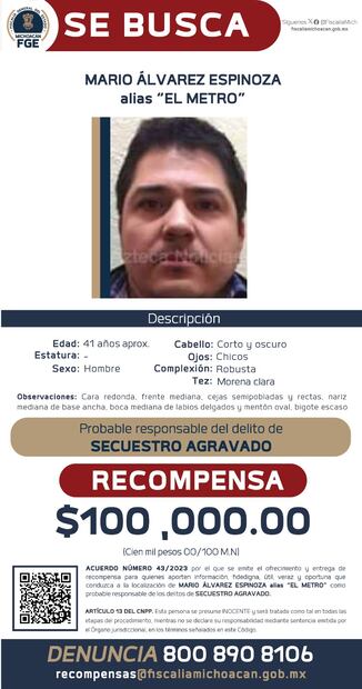 Michoacán ofrece un millón 100 mil pesos para localizar a 11 sujetos; 5, involucrados en crimen de Hipólito Mora