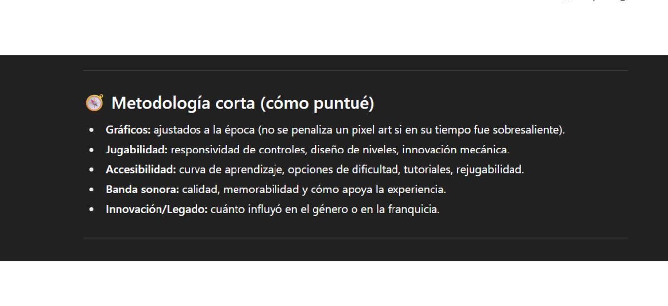 Argumentación de Chat GPT sobre su listado de mejores títulos de Mario Bros. Foto: Captura de pantalla.