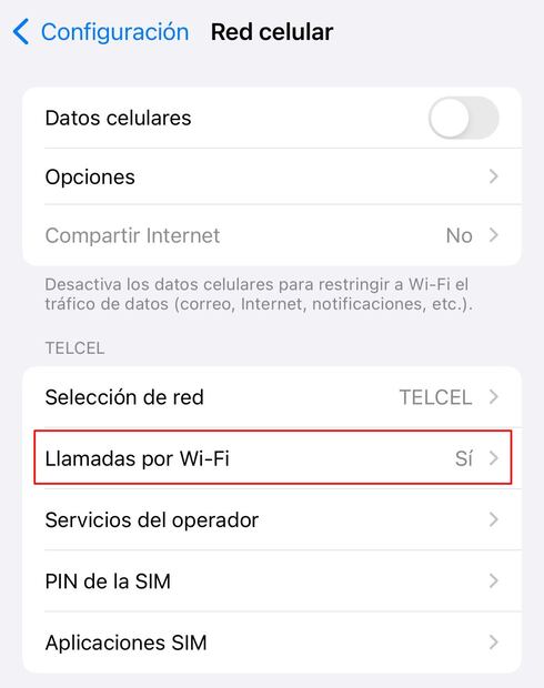 Llamadas por WiFi en iPhone. Foto: Captura de pantalla
