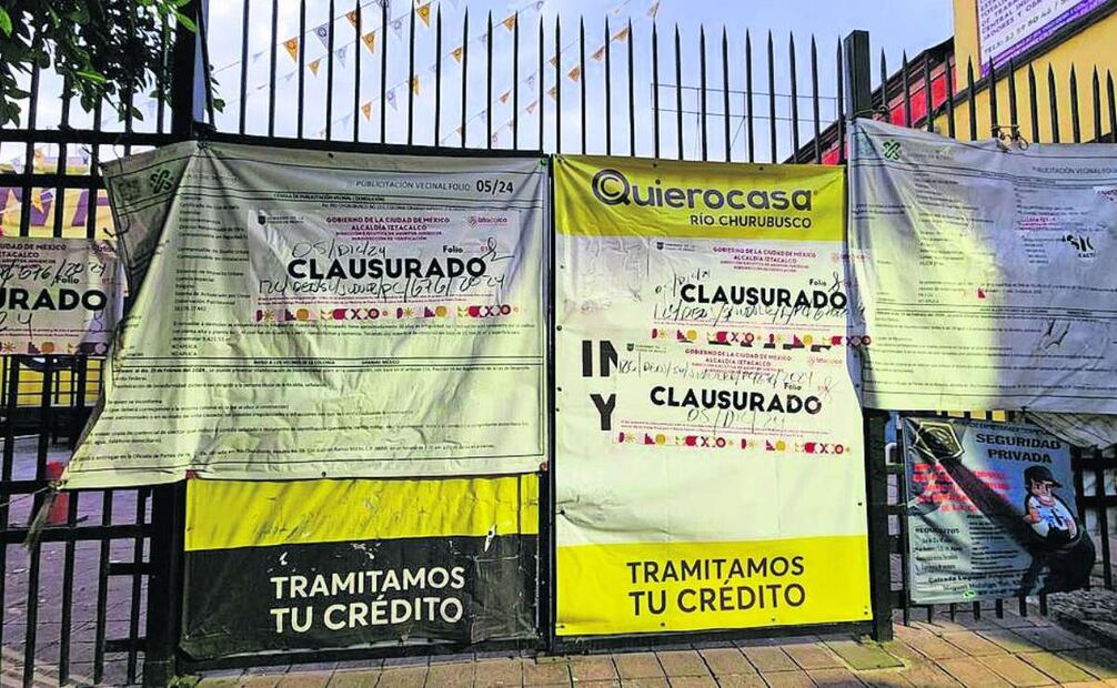En diciembre de 2024 la alcaldía impuso sellos de clausura al predio de Río Churubusco 213, donde se proyectaron departamentos y área comercial. Foto: Tomada de X