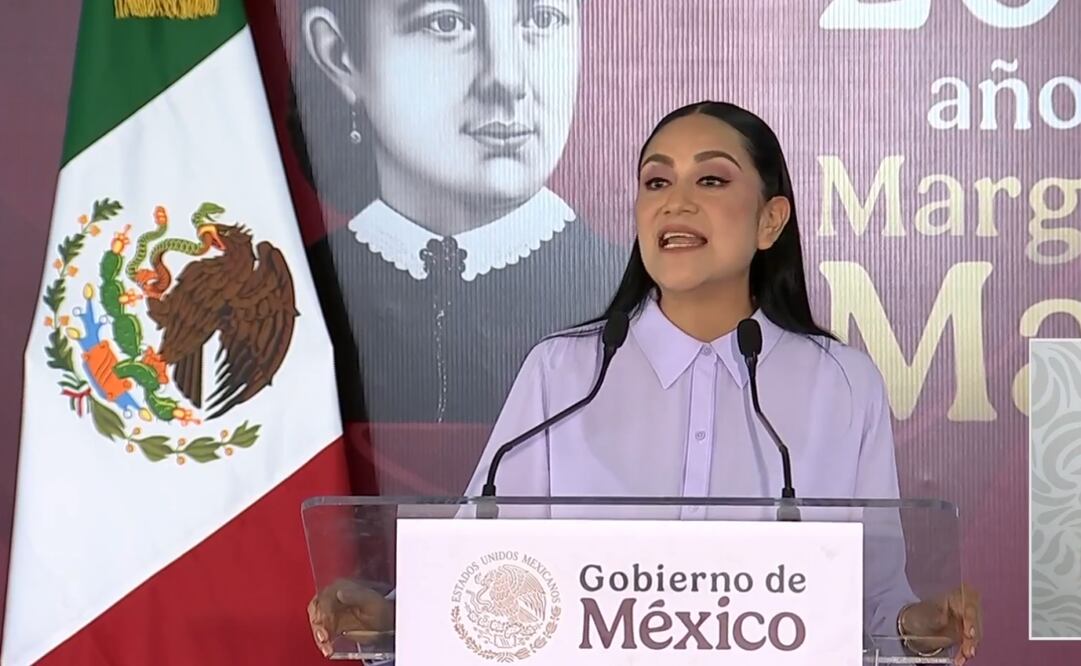 La secretaria de bienestar, Ariadna Montiel, en Singuilucan, Hidalgo. Foto: Captura de pantalla X @Claudiashein
