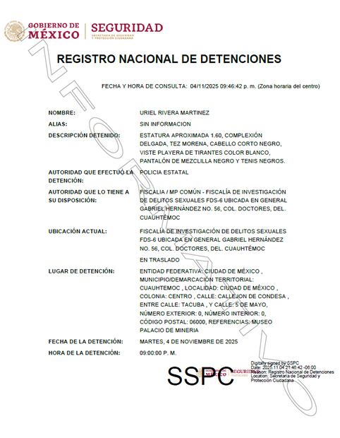 Detención de agresor de Claudia Sheinbaum que tocó sin su consentimiento a la Presidenta / SSPC