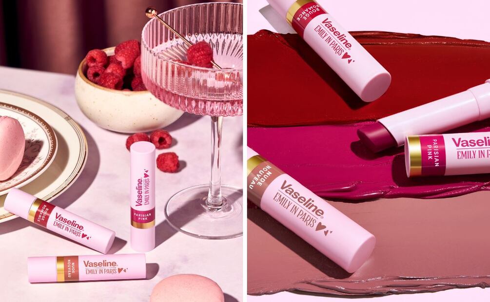 "Vaselina con color" en los nuevos labiales inspirados en Emily in Paris. Foto: Especial