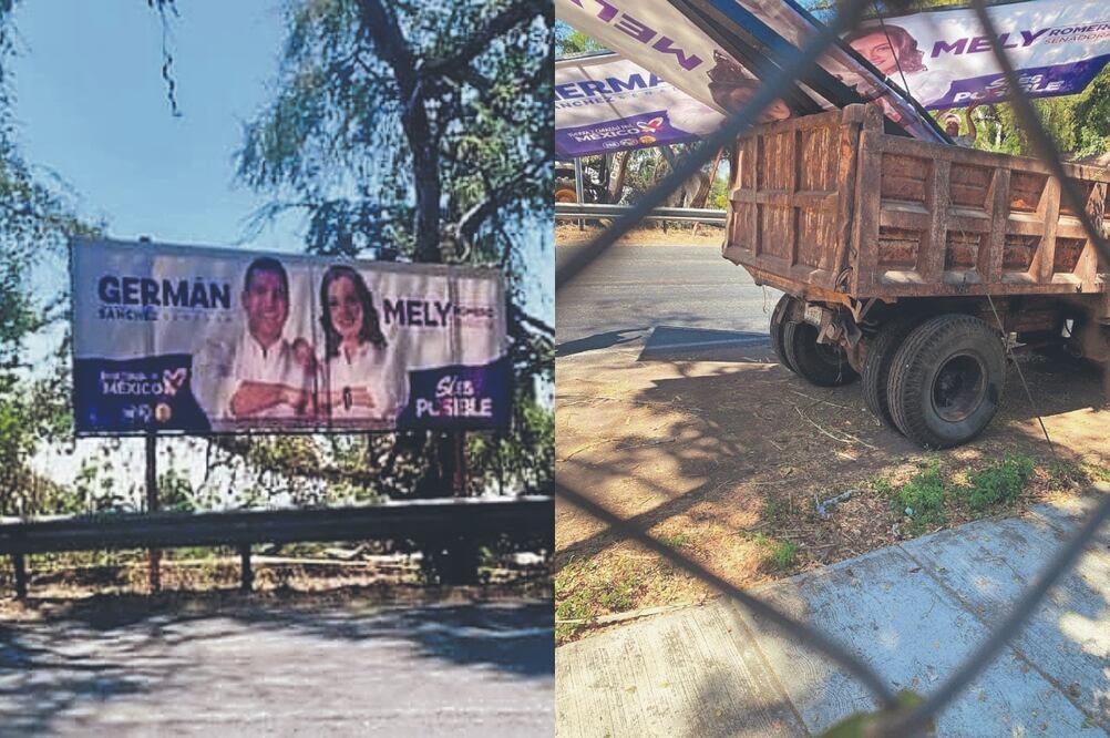 Mely Romero y Germán Sánchez denunciaron el robo de propaganda electoral con fotografías. Foto Especial