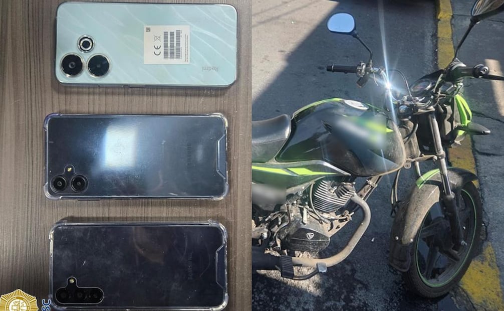 Objetos asegurados de los extorsionadores (21/12/2025). Foto: Especial