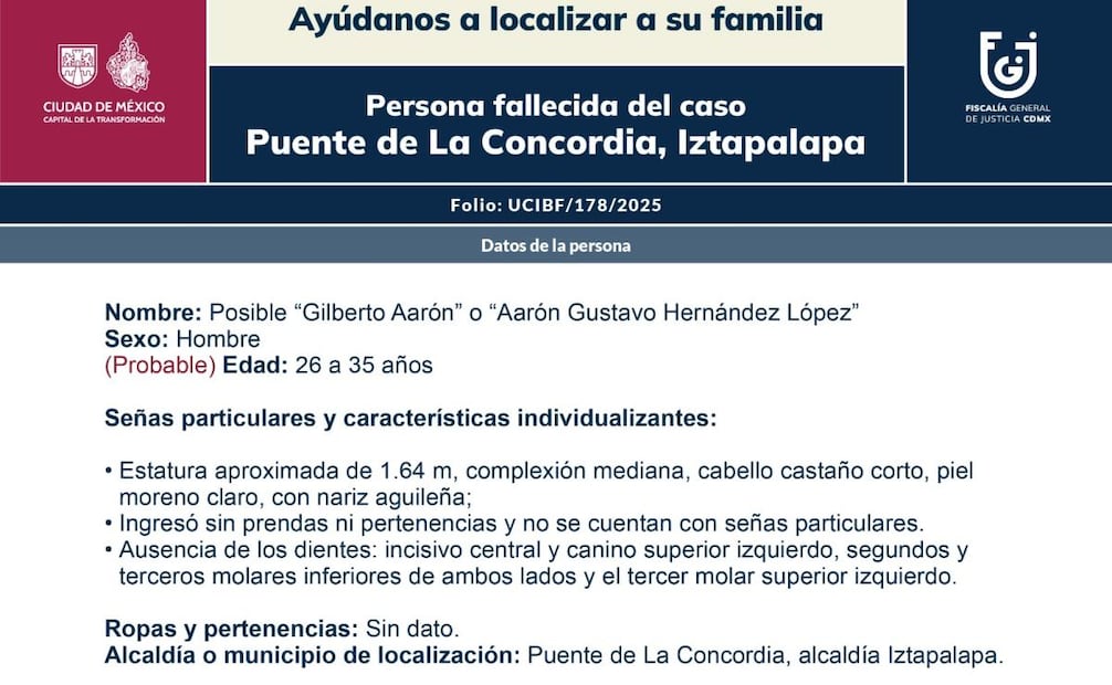 la segunda victima es identificado como “Gilberto Aarón” o “Aarón Gustavo Hernández López”, de entre 26 y 35 años. 
Foto: Especial.