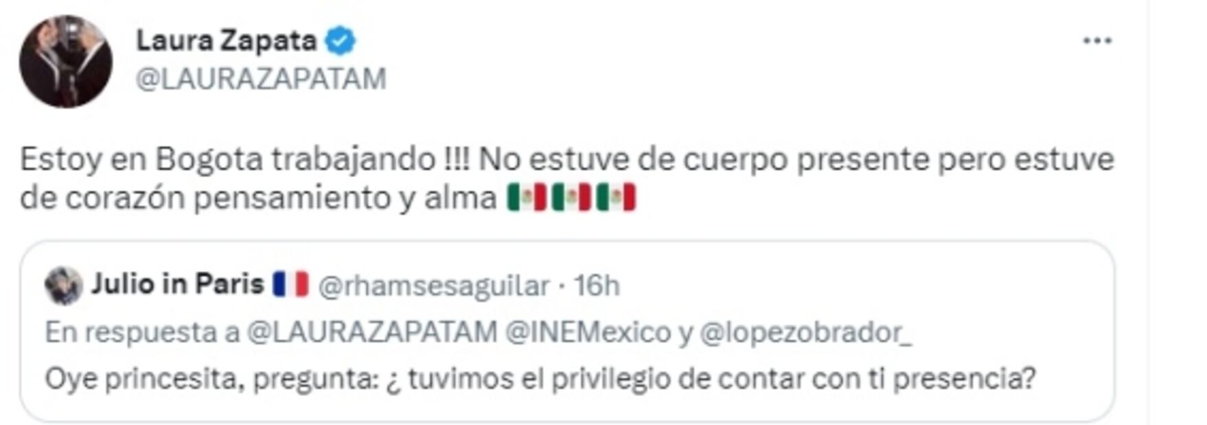 “¡Viva México ca..!”: Laura Zapata participa “de corazón” en marcha del INE… y manda mensaje a AMLO
