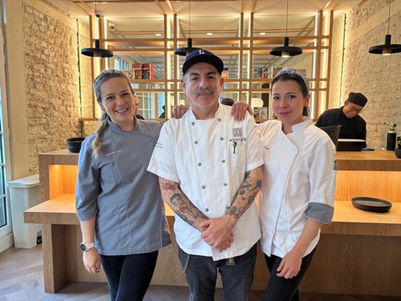 Los chefs Macarena Laris, Elena López y Aquiles Chávez. Foto: María Hernández. El Universal