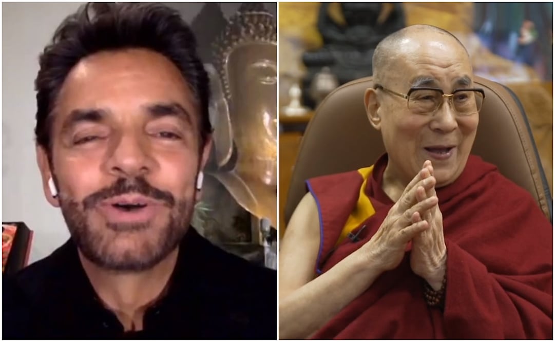 Eugenio Derbez y el Dalai Lama.  Fotos: Captura Facebook