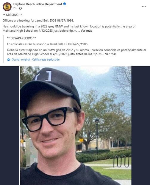 El actor estaría desaparecido según reporte de la policía. Foto: Daytona Beach Police Department.