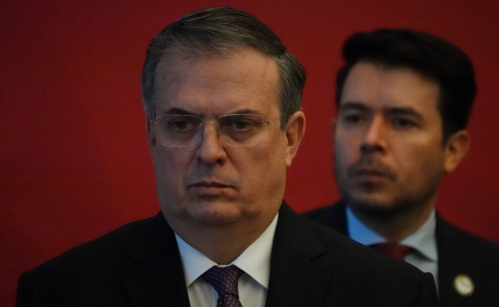 El entonces canciller Marcelo Ebrard durante el informe de la iniciativa Entendimiento Bicentenario en la SRE el pasado 27 de abril 2022. Foto: Galo Cañas/ Cuartoscuro