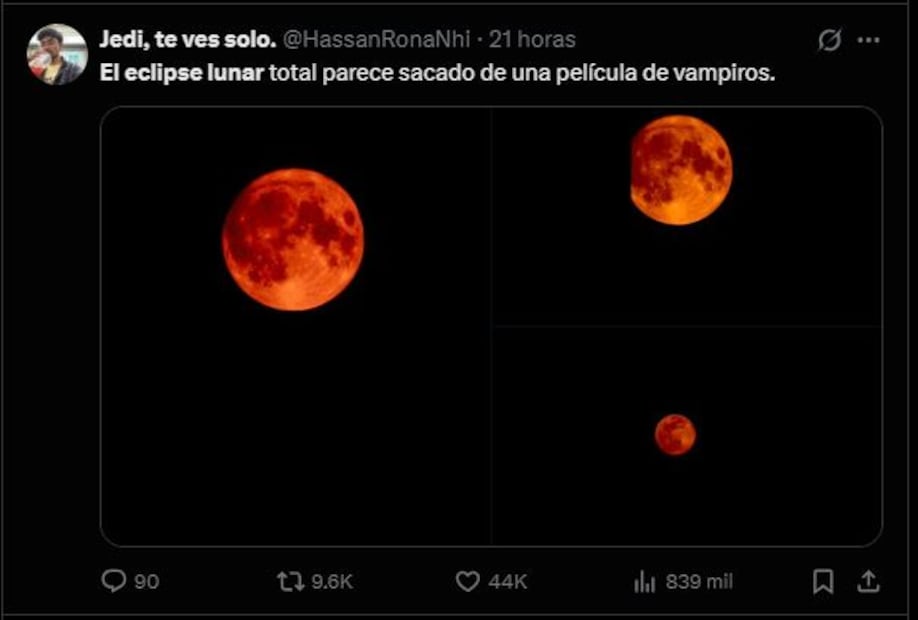 Evento astronómico 7 de septiembre de 2025.
Foto: Captura de pantalla en X