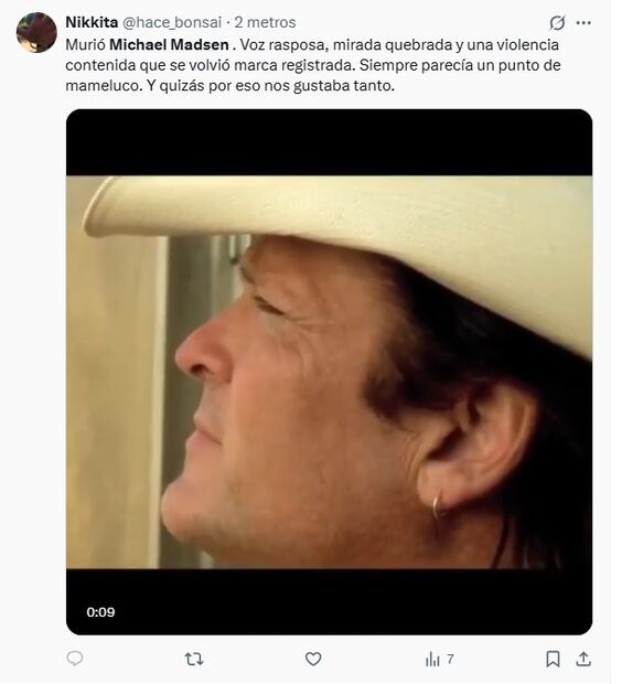 Despiden a Michel Madsen con las mejores frases e imágenes; usuarios reaccionan en X. Fuente: X