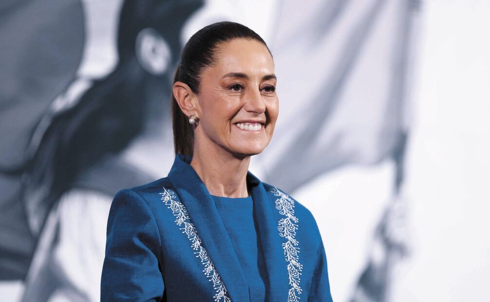 Claudia Sheinbaum, presidenta de México, en la conferencia del pueblo en el salón Tesorería de Palacio Nacional. Foto: Diego Simón Sánchez / EL UNIVERSAL