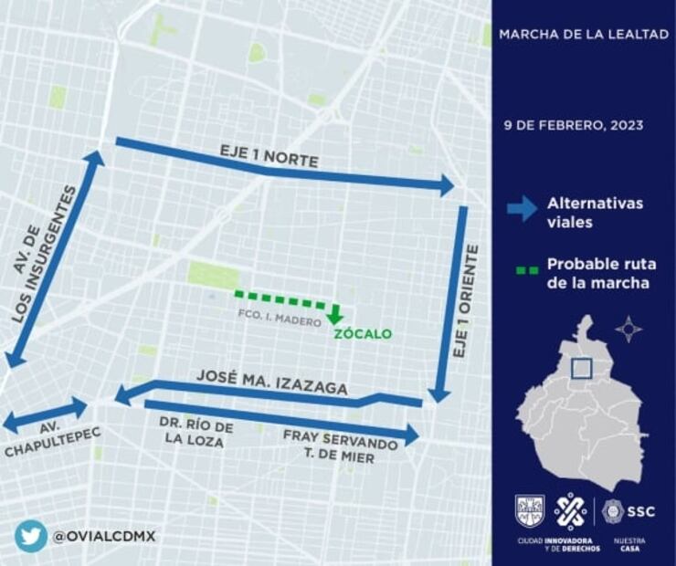 ¡Tómalo en cuenta! Cierres viales y de la estación del Metro Zócalo por Marcha de la Lealtad
