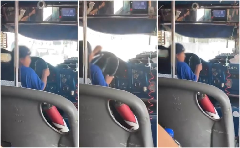 Pasajeros captan a un niño manejando un camión con pasajeros en Durando, video se hace viral. Foto: Captura de pantalla