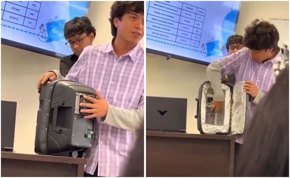 VIDEO: alumnos de la universidad de NL sorprenden con una hielera-bocina. Foto: Captura de pantalla. Redes Sociales
