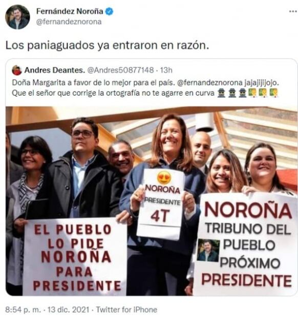 Fernández Noroña comparte foto editada de “apoyo” de Margarita Zavala para 2024