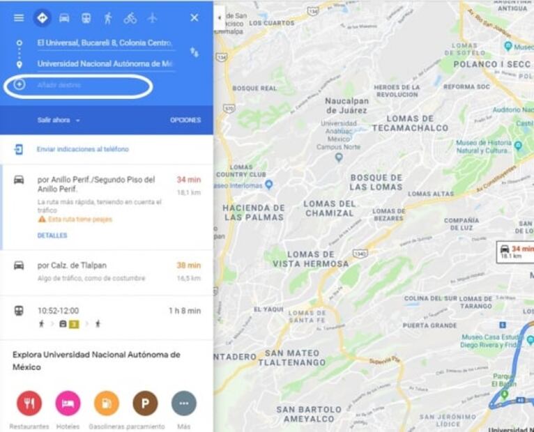 Cómo crear rutas con varias paradas en Google Maps