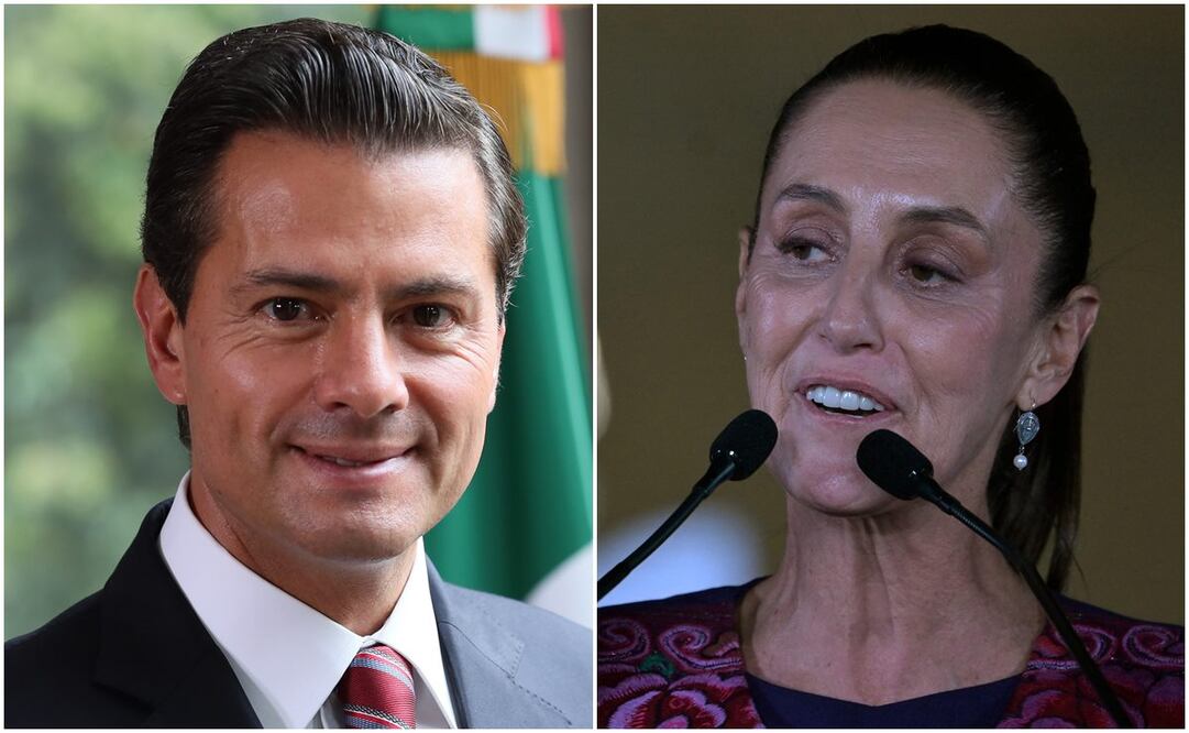 Enrique Peña Nieto, expresidente de México, y la virtual ganadora de las elecciones, Claudia Sheinbaum. Foto: EL UNIVERSAL