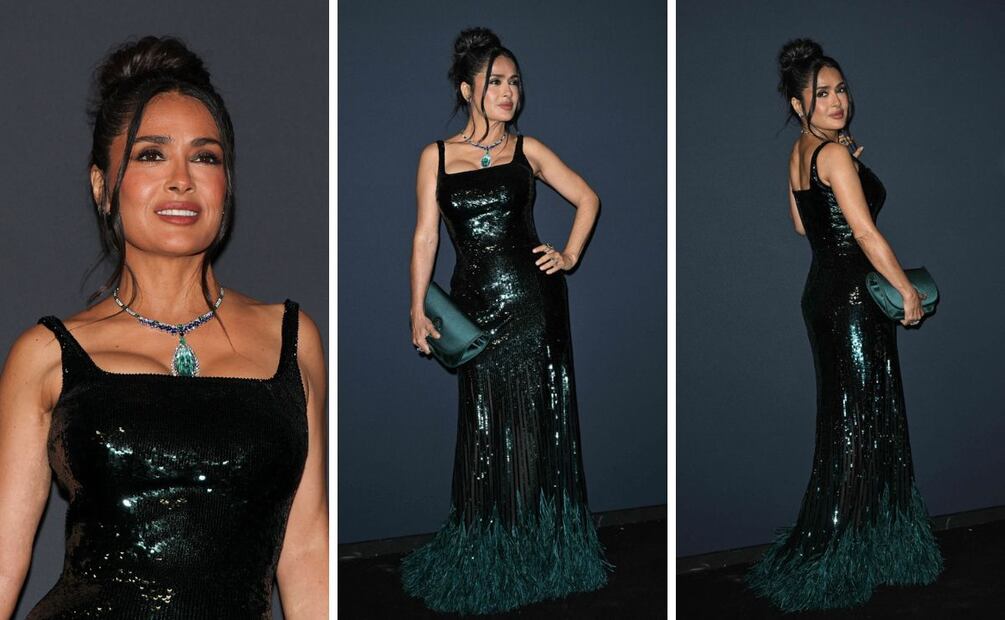 La actriz mexicana lleva el verde en el vestido y complementos. Foto: AFP y EFE
