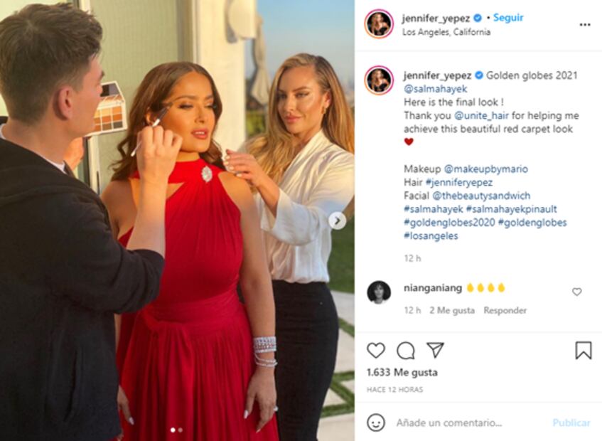 El vestido de lujo rojo con el que Salma Hayek impactó en los Golden Globes