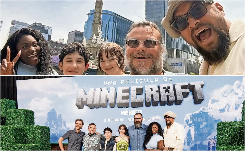 Danielle Brooks, Sebastián Eugene Hansen, Emma Myers, Jack y Jason, en el Ángel y con el elenco. Foto: Yaretzy M. Osnaya / EL UNIVERSAL e Instagram