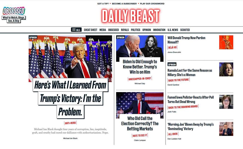 Portadas de medios estadounidenses este miércoles 6 de noviembre tras el triunfo de Donald Trump. Foto: Captura de pantalla/EL UNIVERSAL