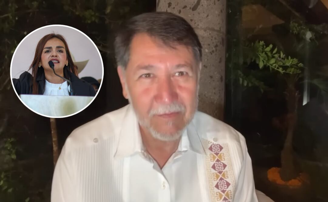 El senador Gerardo Fernández Noroña y Grecia Quiroz, alcaldesa de Uruapan. Fotos: Captura de pantalla y Luis Camacho / EL UNIVERSAL