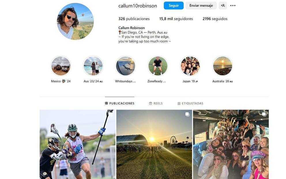 Callum Robinson, desaparecido en México. Foto: captura de pantalla tomada de Instagrama