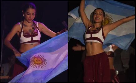María Becerra luce la bandera argentina en concierto en Barcelona; fans reaccionan: "nosotros sí tenemos educación"