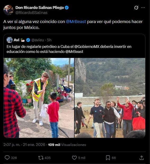 El empresario propone colaboración con el famoso creador de contenido. Foto: 'X'