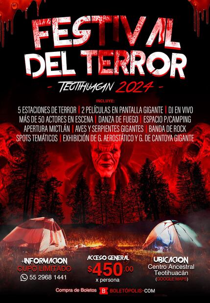 Festival del Terror Teotihuacán. Foto: Facebook @nochesculturalesteotihuacan