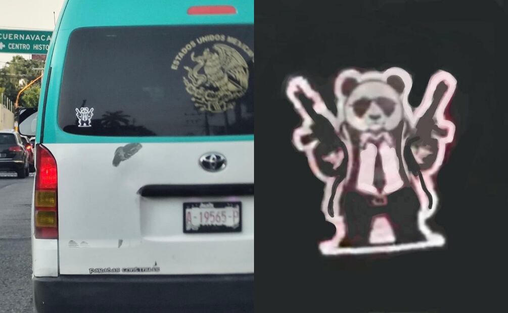 Quienes pagan la extorsión, sus unidades llevan calcomanías con la figura de un oso con armas largas (30/04/2025). Foto: Especial