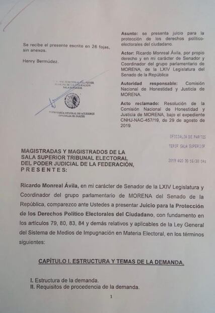 Monreal y Fernández Balboa contrademandan a Comisión de Morena por elección en Senado
