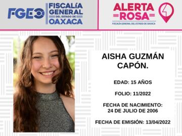 Lanzan Alerta Rosa por Aisha Guzmán Capón, estudiante del CEDART en Oaxaca