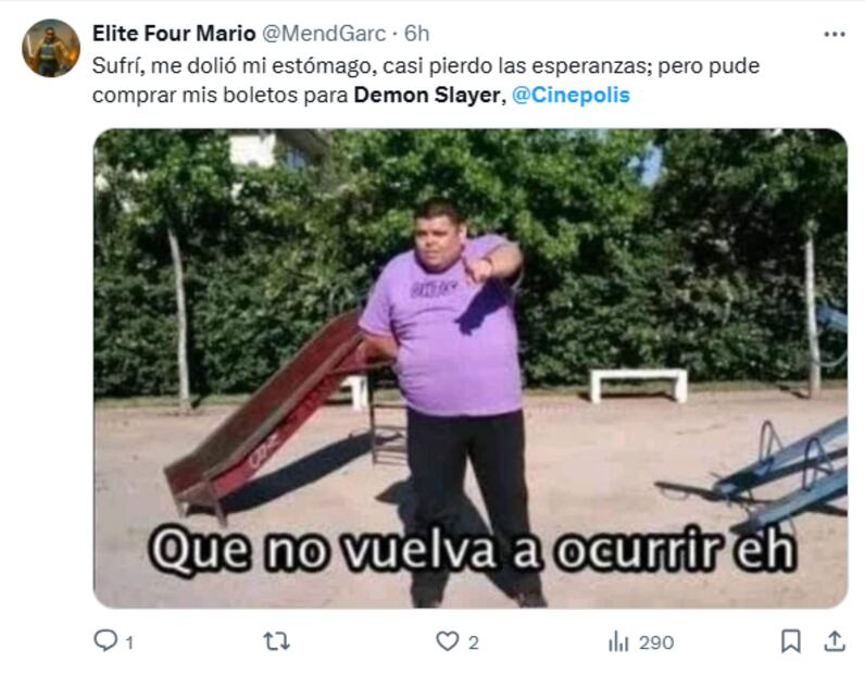 Usuarios reaccionaron en redes sociales a la saturación de la página de Cinépolis por la preventa para la película "Demon Slayer: Castillo Infinito". Foto: Captura de pantalla.