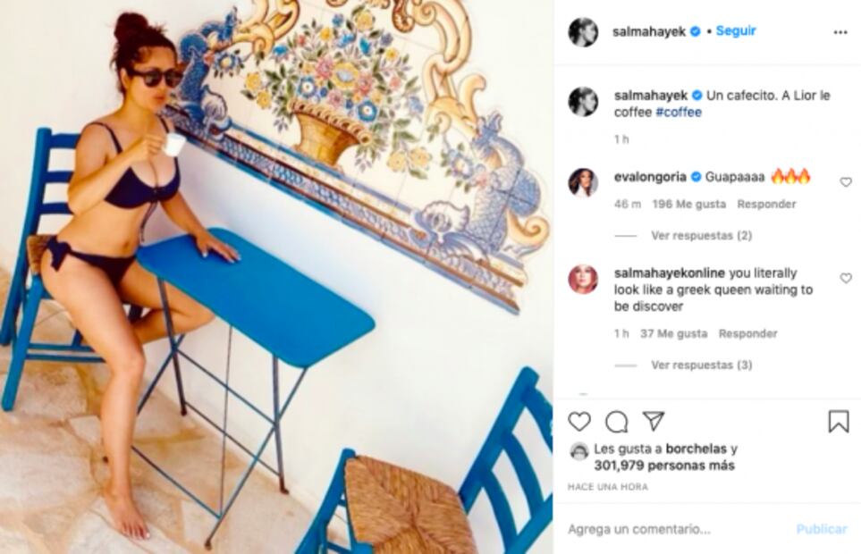 Salma Hayek tiene el bikini negro más sexy de la temporada
