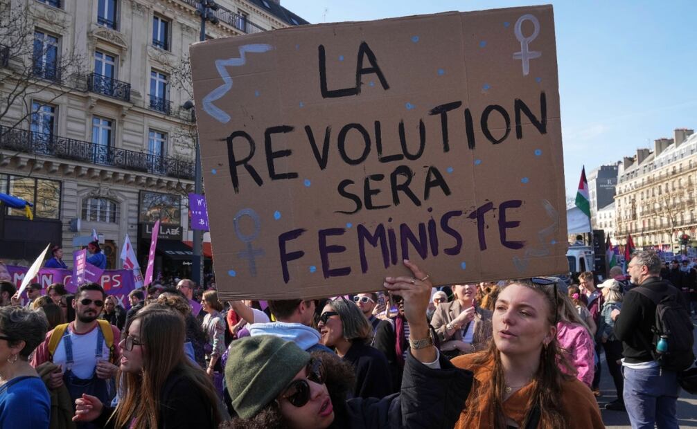 Marcha por el 8M en Francia. Foto: AFP